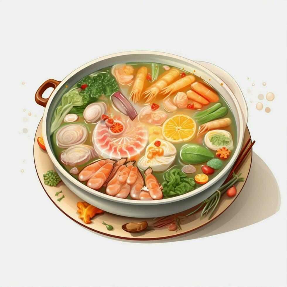 Hot Pot 2d cartoon illustraton on white background high qu photo