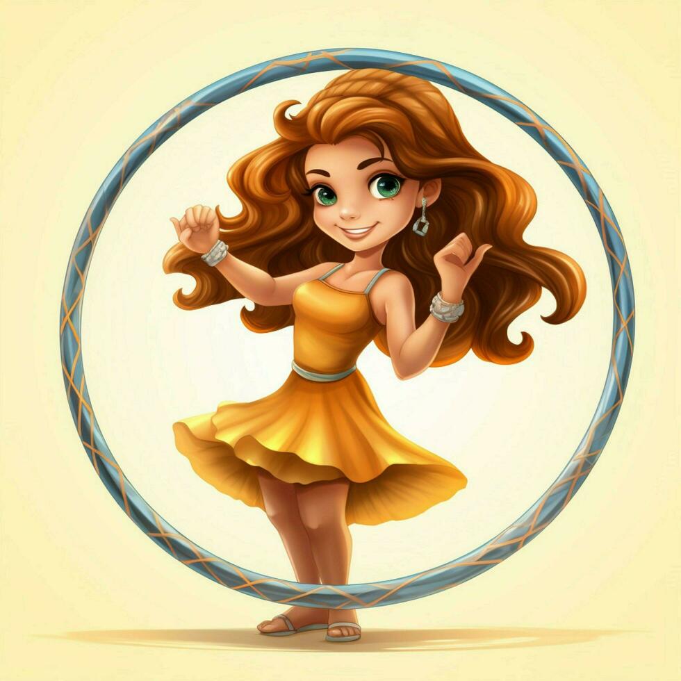 Hula Hoop 2d cartoon illustraton on white background high photo