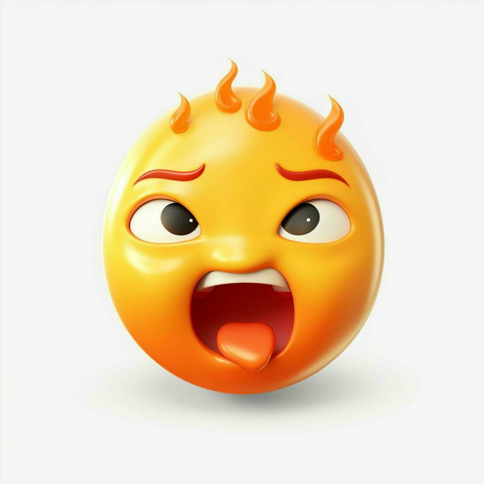 Hot Face emoji on white background high quality 4k hdr photo
