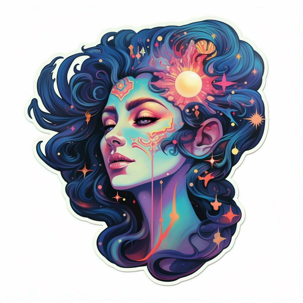 Imagine a sticker with a celestial galaxy-inspired design photo