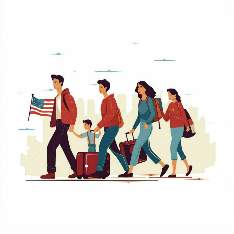 Immigration 2d cartoon vector illustration on white backgr photo