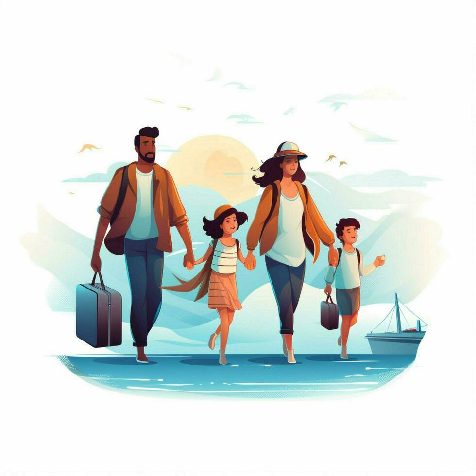 Immigration 2d cartoon vector illustration on white backgr photo