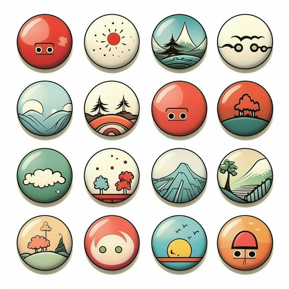 Japanese Buttons 2d cartoon vector illustration on white b photo