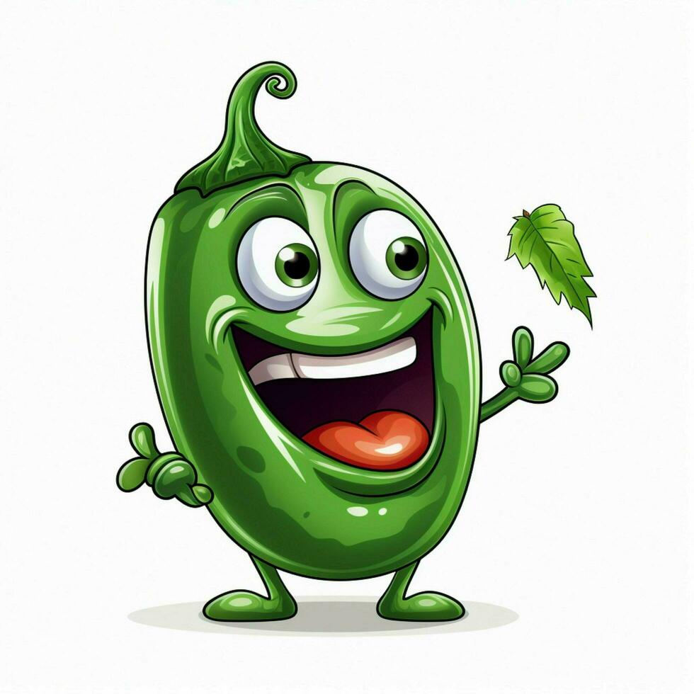 Jalapeno 2d vector illustration cartoon in white backgroun photo