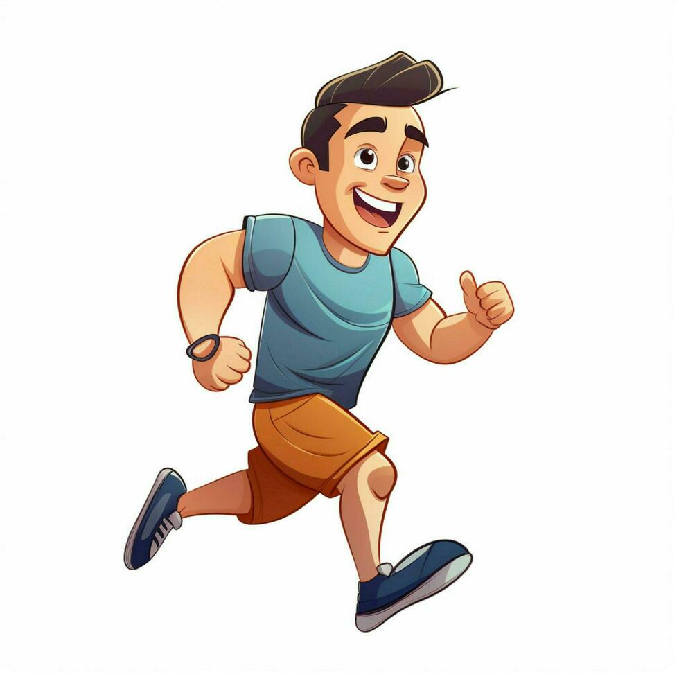 Jogging 2d cartoon vector illustration on white background photo