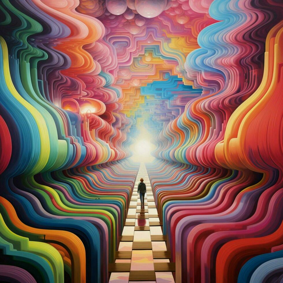 Journeying through an infinite psychedelic corridor of ill photo