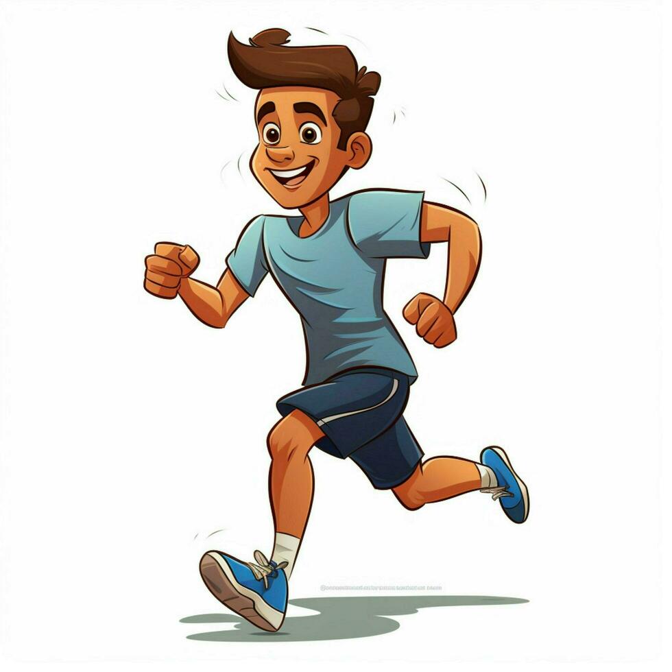 Jogging 2d cartoon vector illustration on white background
