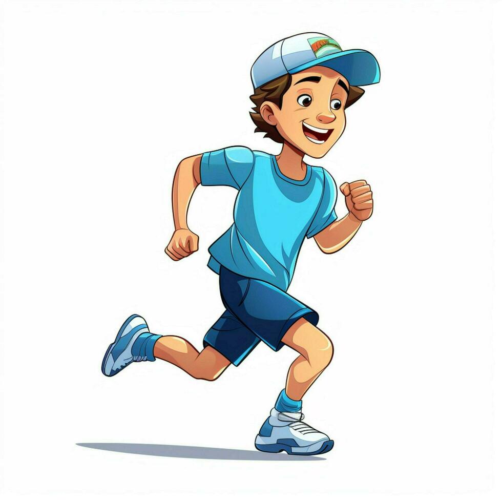 Jogging 2d cartoon vector illustration on white background photo