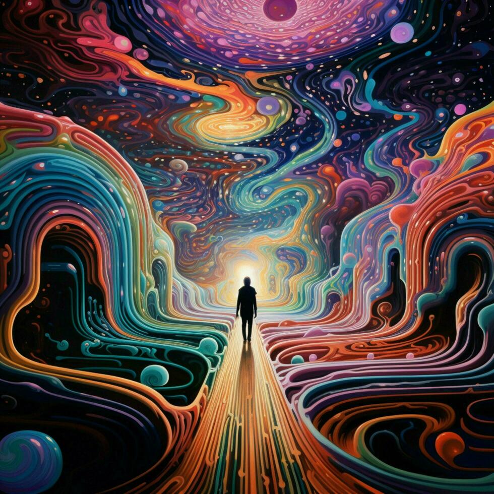 Journeying through an infinite psychedelic corridor of ill photo