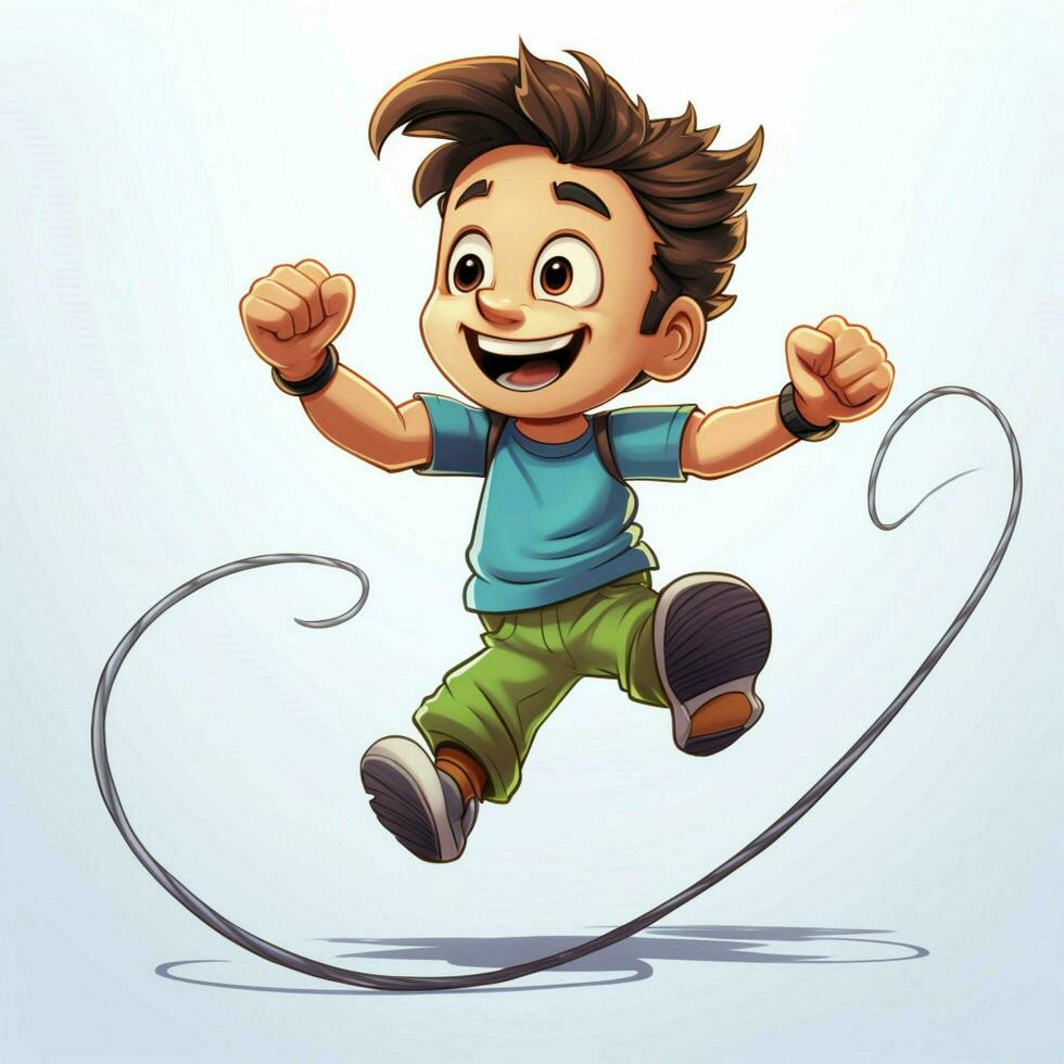 Jump rope 2d cartoon illustraton on white background high photo