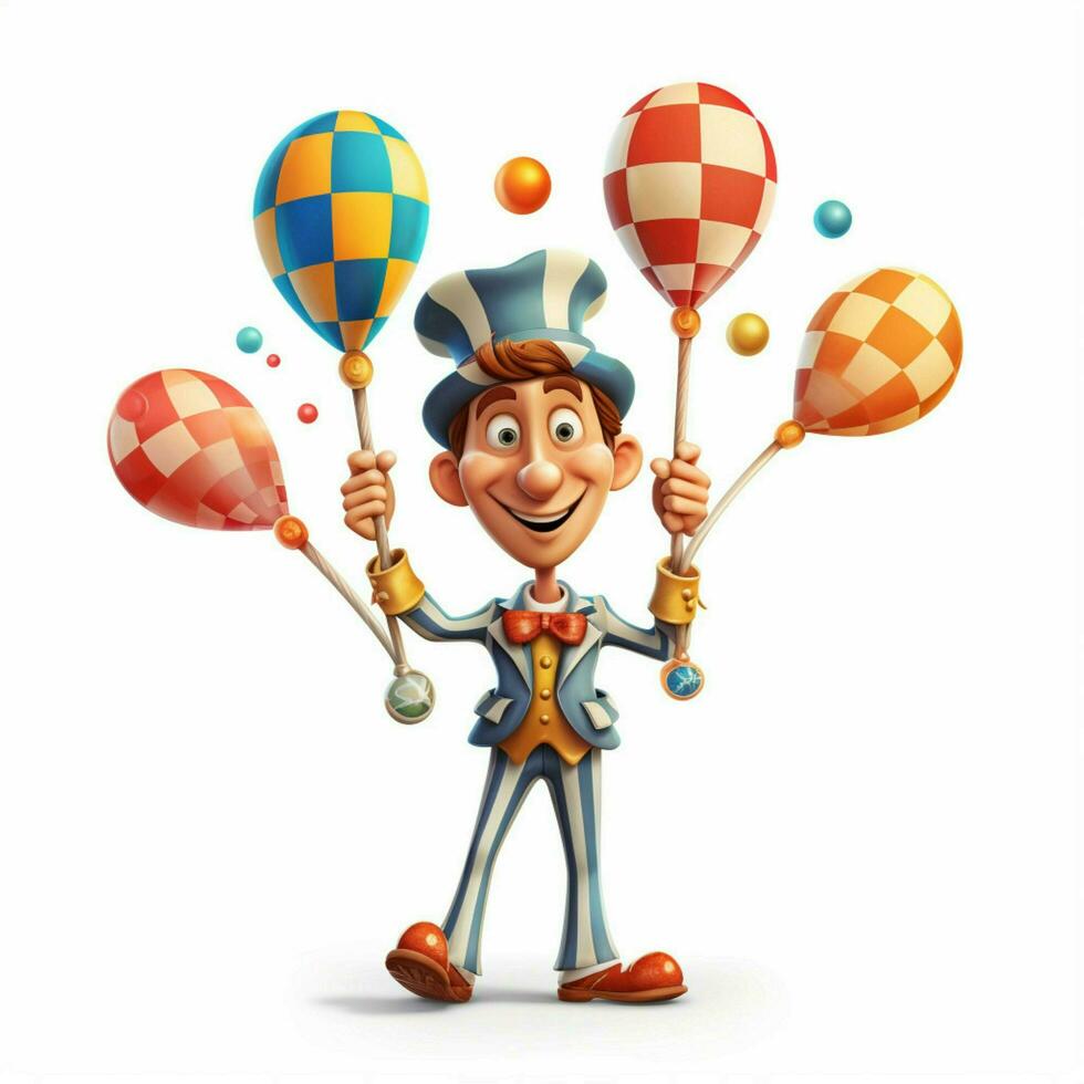 Juggling clubs 2d cartoon illustraton on white background photo