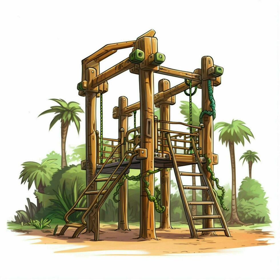 Jungle gym 2d cartoon illustraton on white background high photo