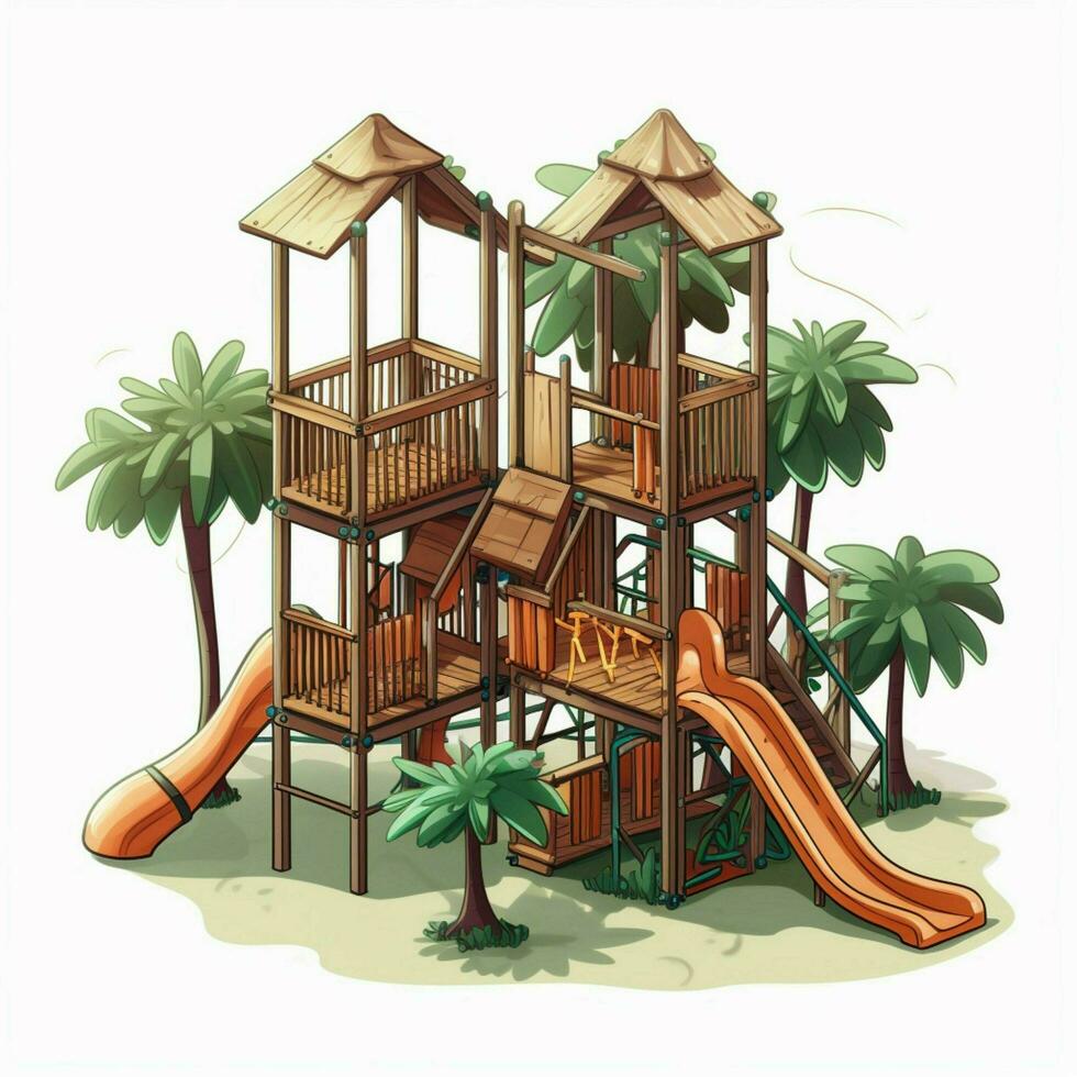 Jungle gym 2d cartoon illustraton on white background high photo