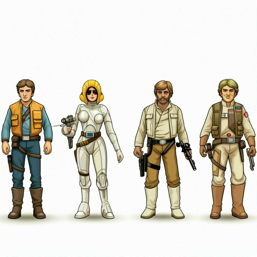 Kenner Star Wars action figures 2d cartoon illustraton on photo