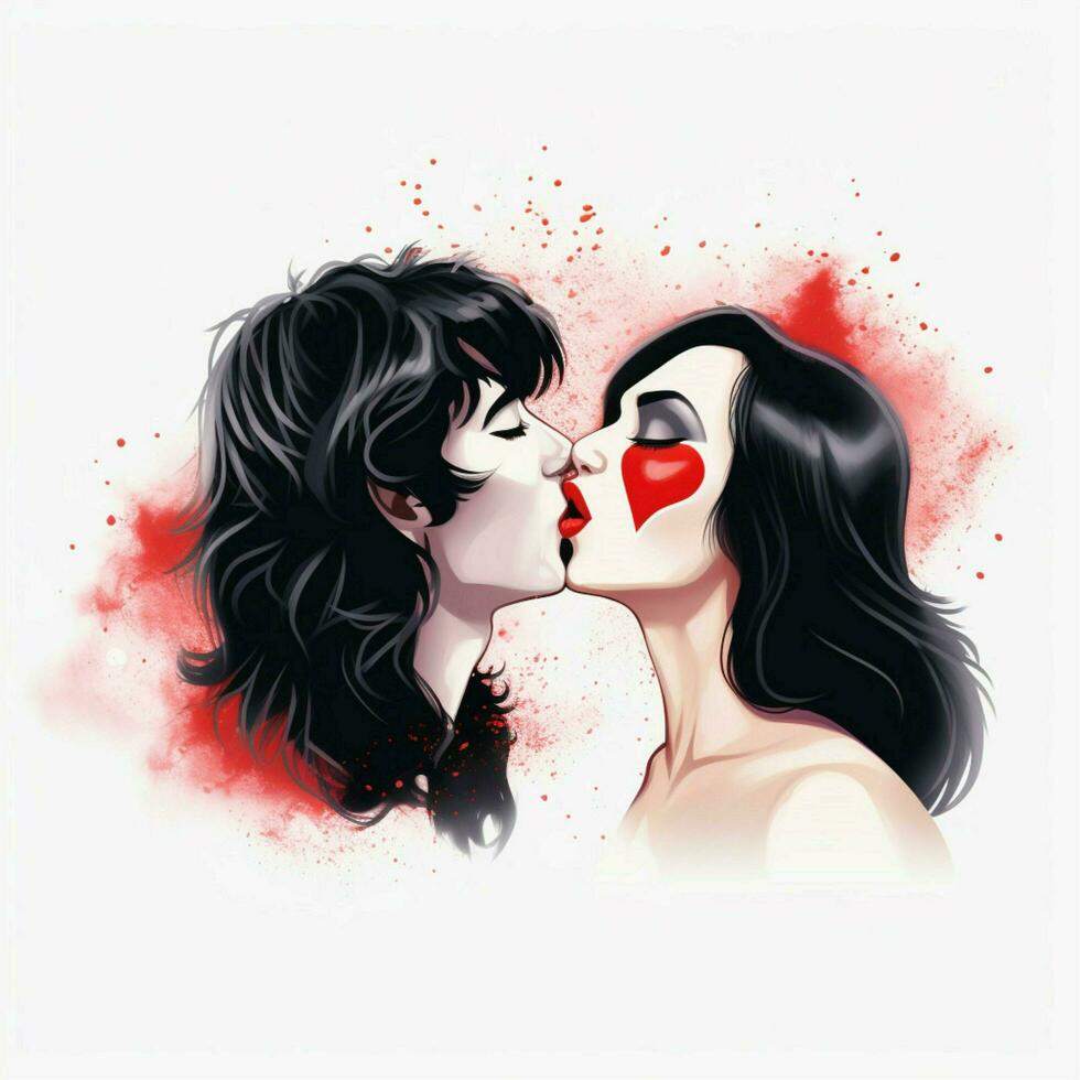 Kiss Mark 2d cartoon illustraton on white background high photo