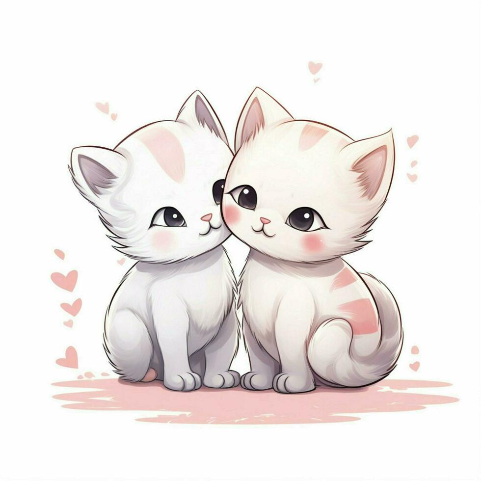 Kissing Cat 2d cartoon illustraton on white background hig photo