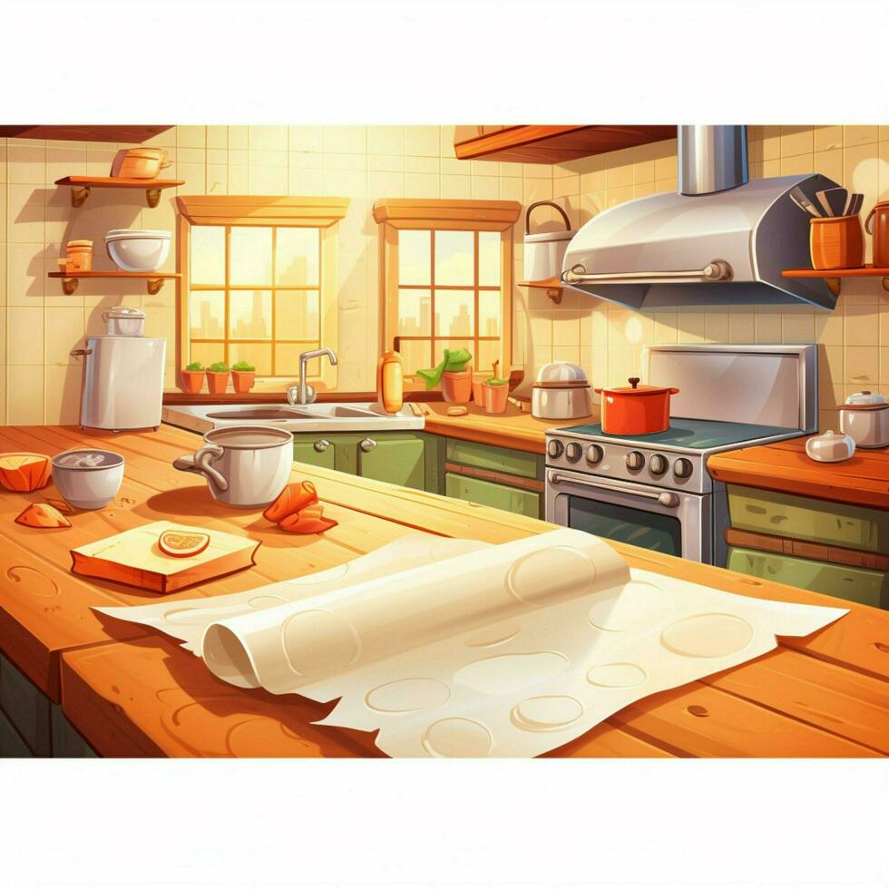 Kitchen Paper 2d cartoon illustraton on white background h photo