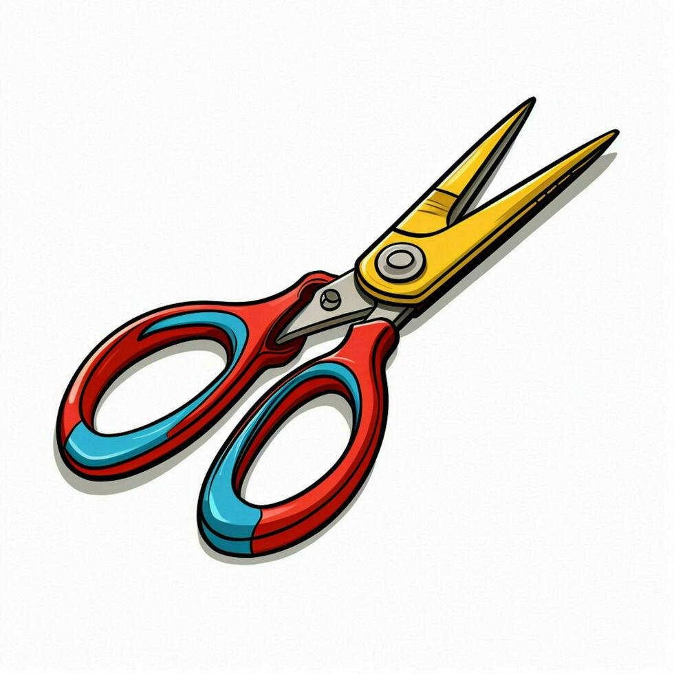 Kitchen Scissors 2d cartoon illustraton on white backgroun photo