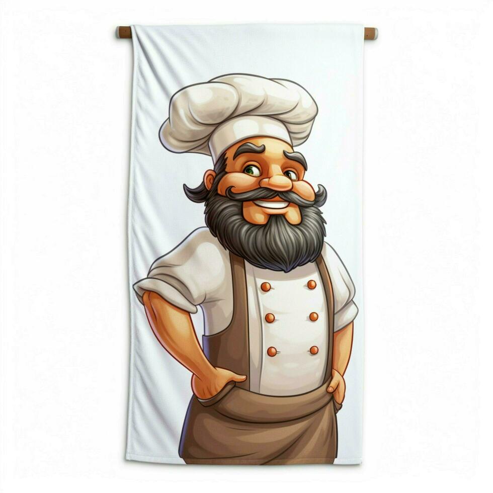 Kitchen Towel 2d cartoon illustraton on white background h photo