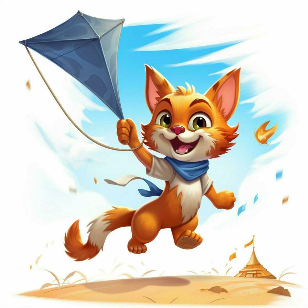 Kite 2d cartoon illustraton on white background high quali photo