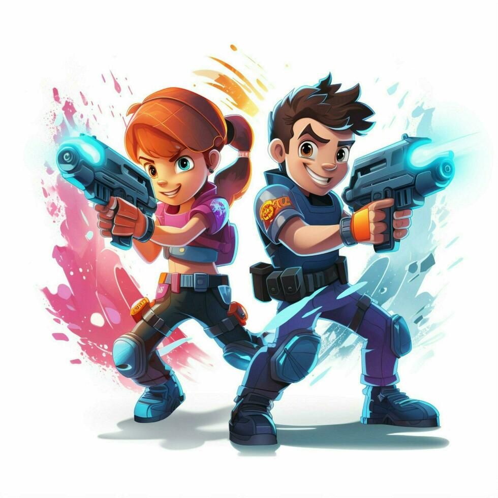 Laser tag 2d cartoon illustraton on white background high photo