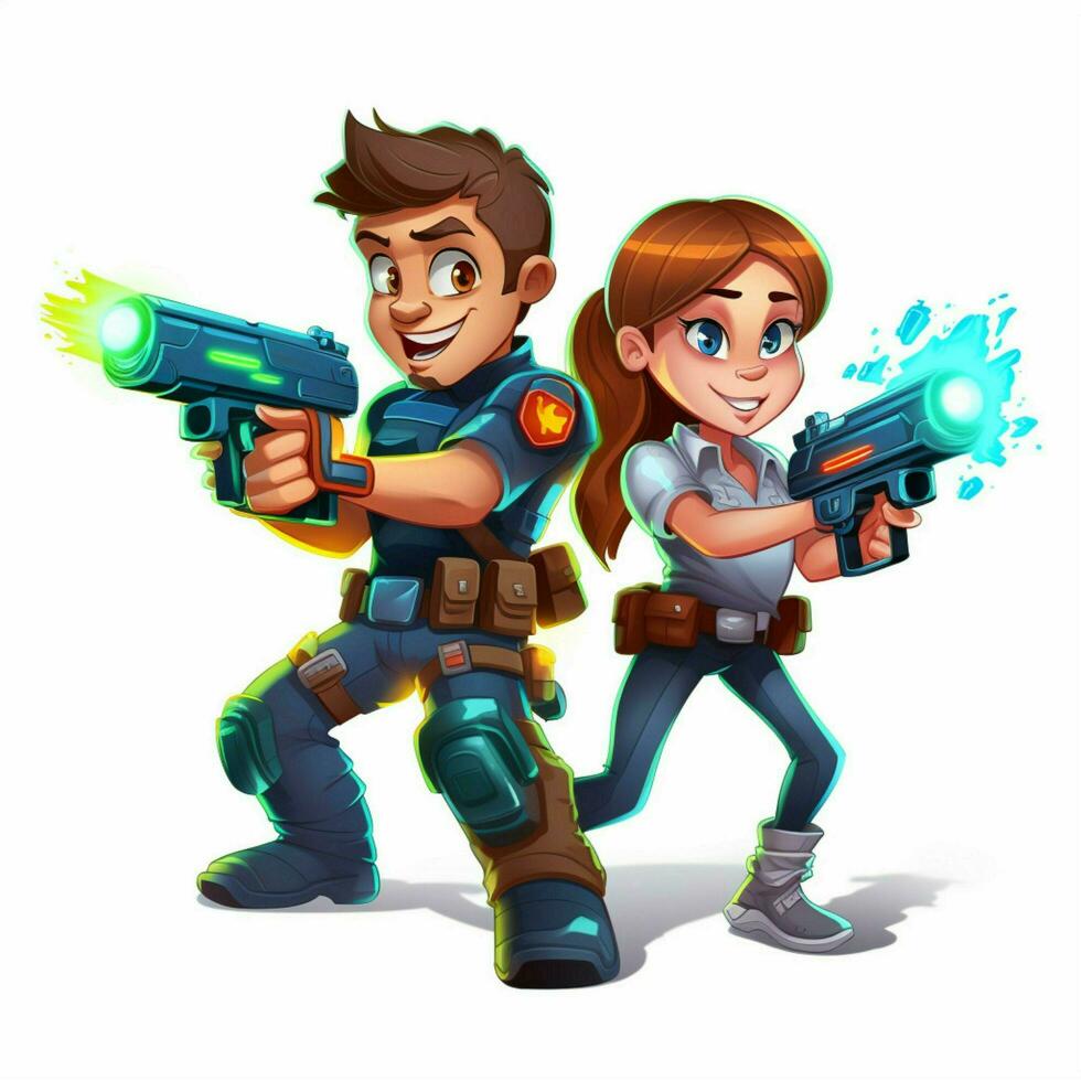 Laser tag 2d cartoon illustraton on white background high photo