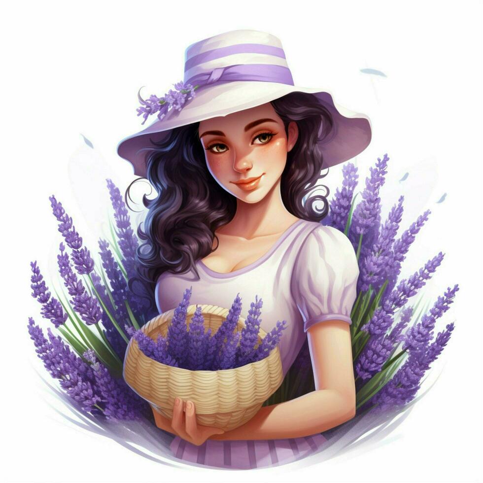 Lavender 2d cartoon illustraton on white background high q photo