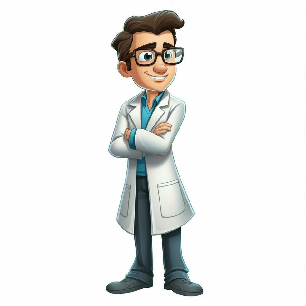 Lab Coat 2d cartoon illustraton on white background high q photo