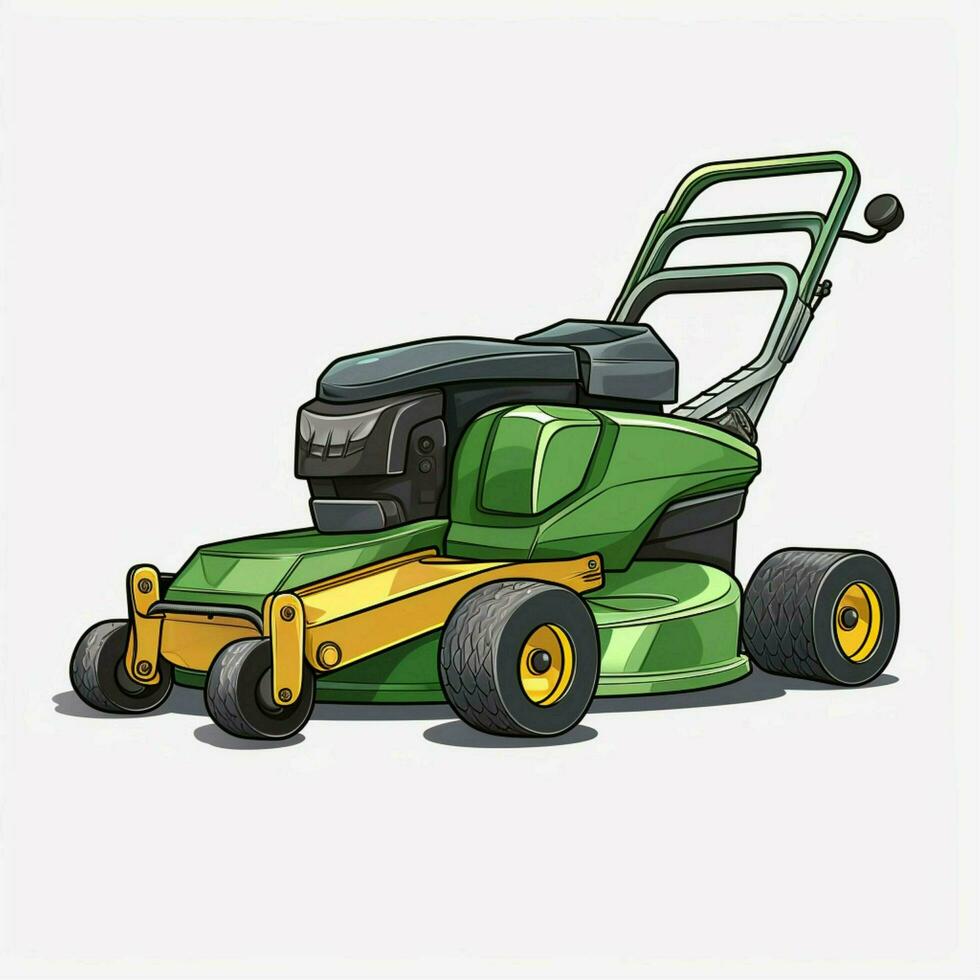 Lawn mower 2d cartoon illustraton on white background high photo