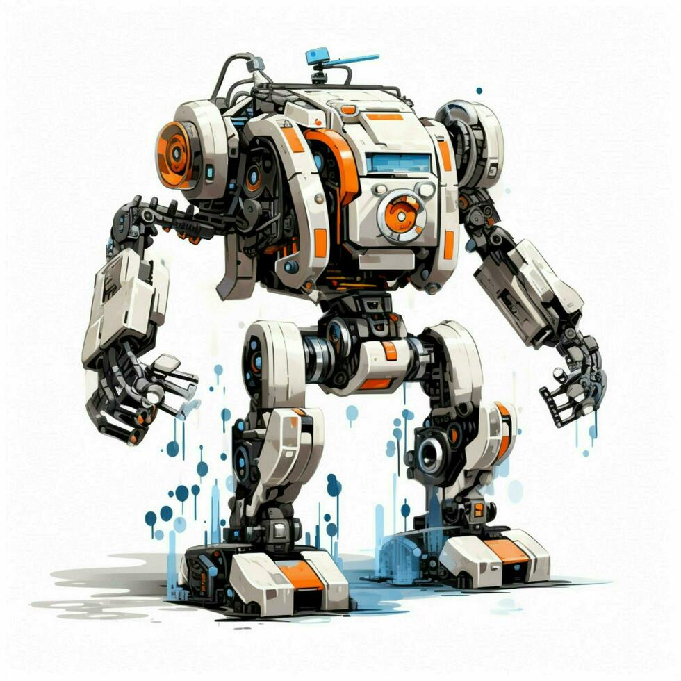 Lego Mindstorms 2d cartoon illustraton on white background photo