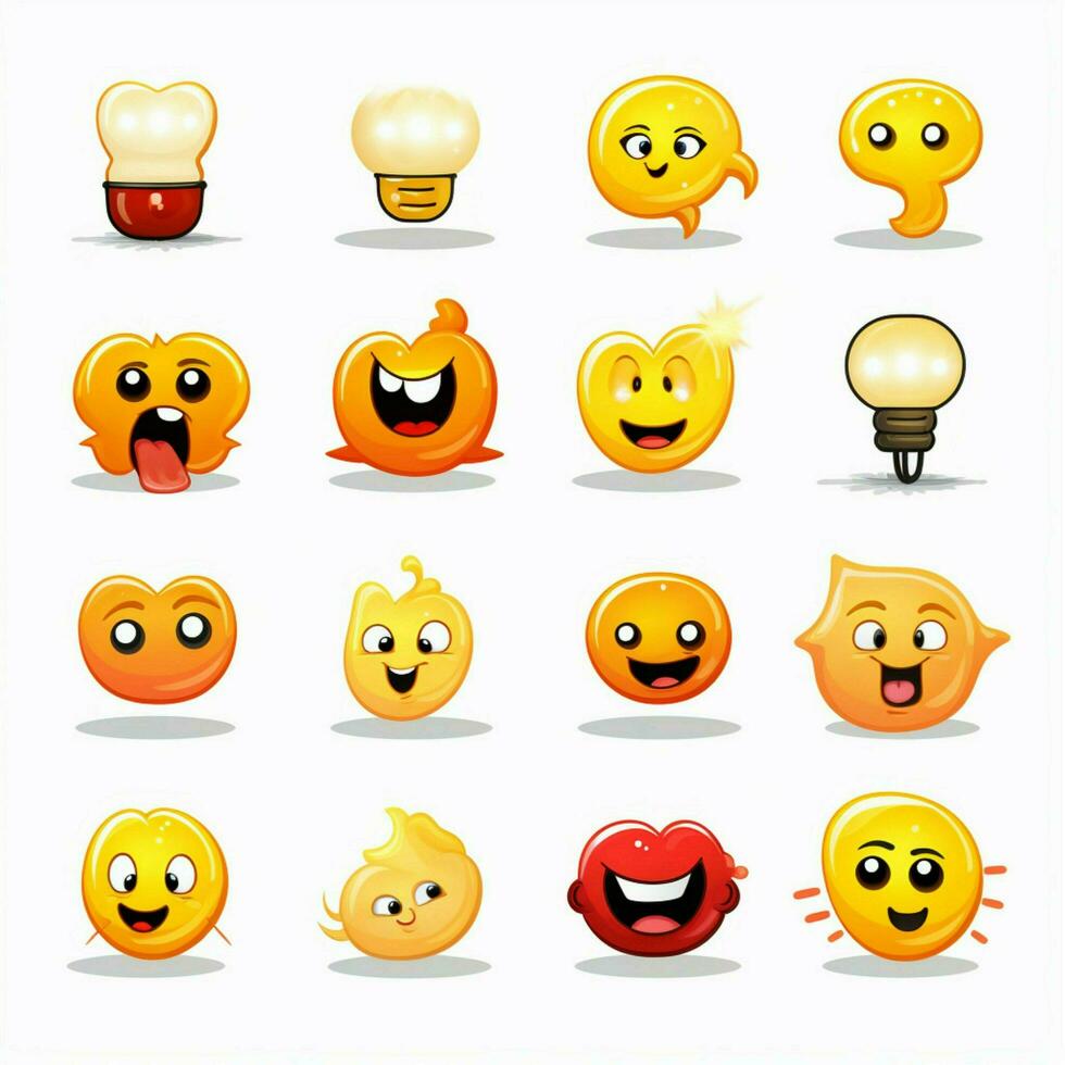 Light and Video Emojis 2d cartoon vector illustration on photo