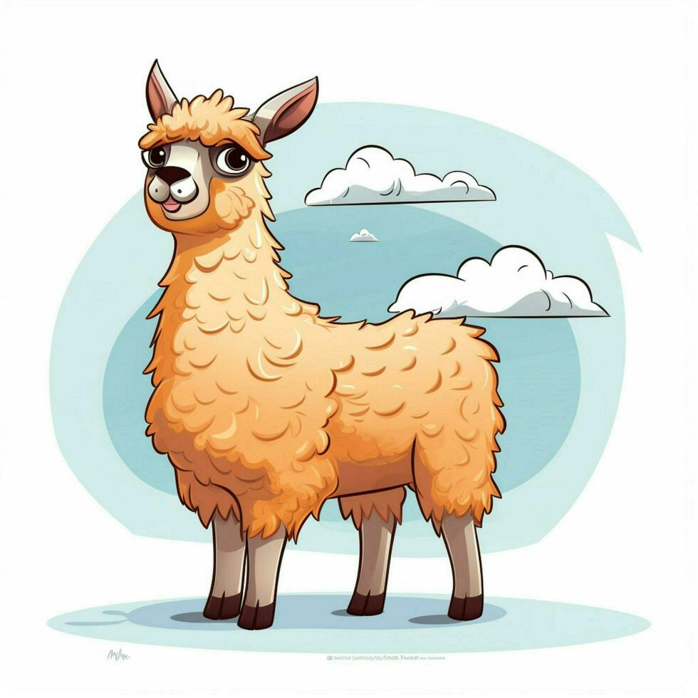 Llama 2d cartoon vector illustration on white background photo