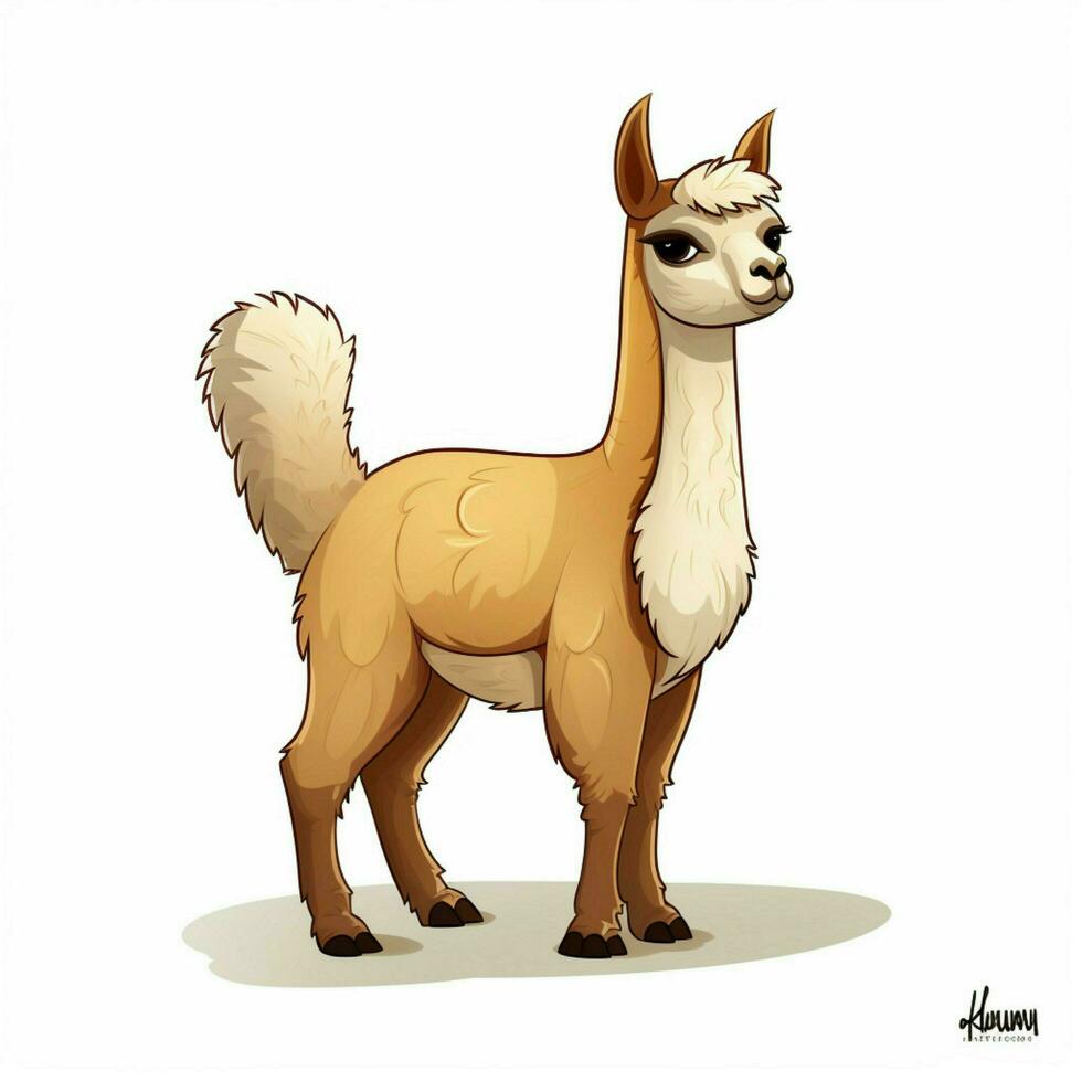 Llama 2d cartoon vector illustration on white background photo