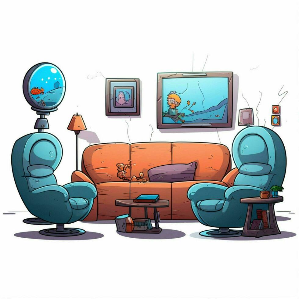 Lounge 2d cartoon vector illustration on white background photo