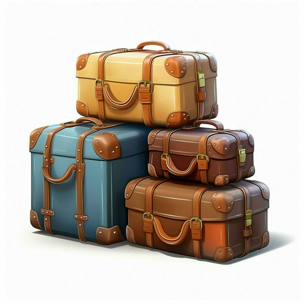 Luggage 2d cartoon illustraton on white background high photo