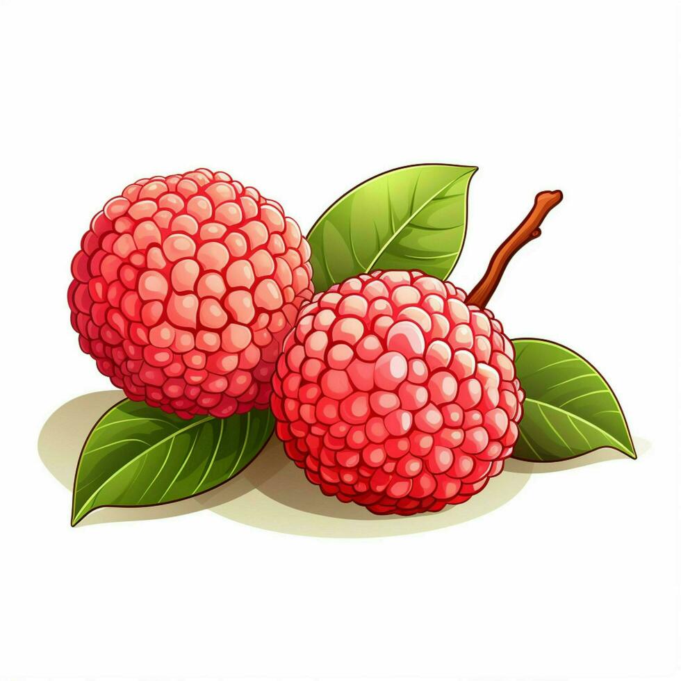 Lychee 2d cartoon illustraton on white background high photo