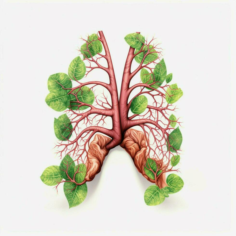 Lungs 2d cartoon illustraton on white background high photo