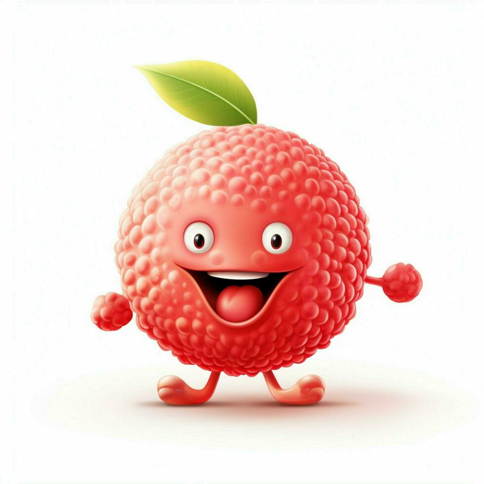 Lychee 2d cartoon illustraton on white background high photo