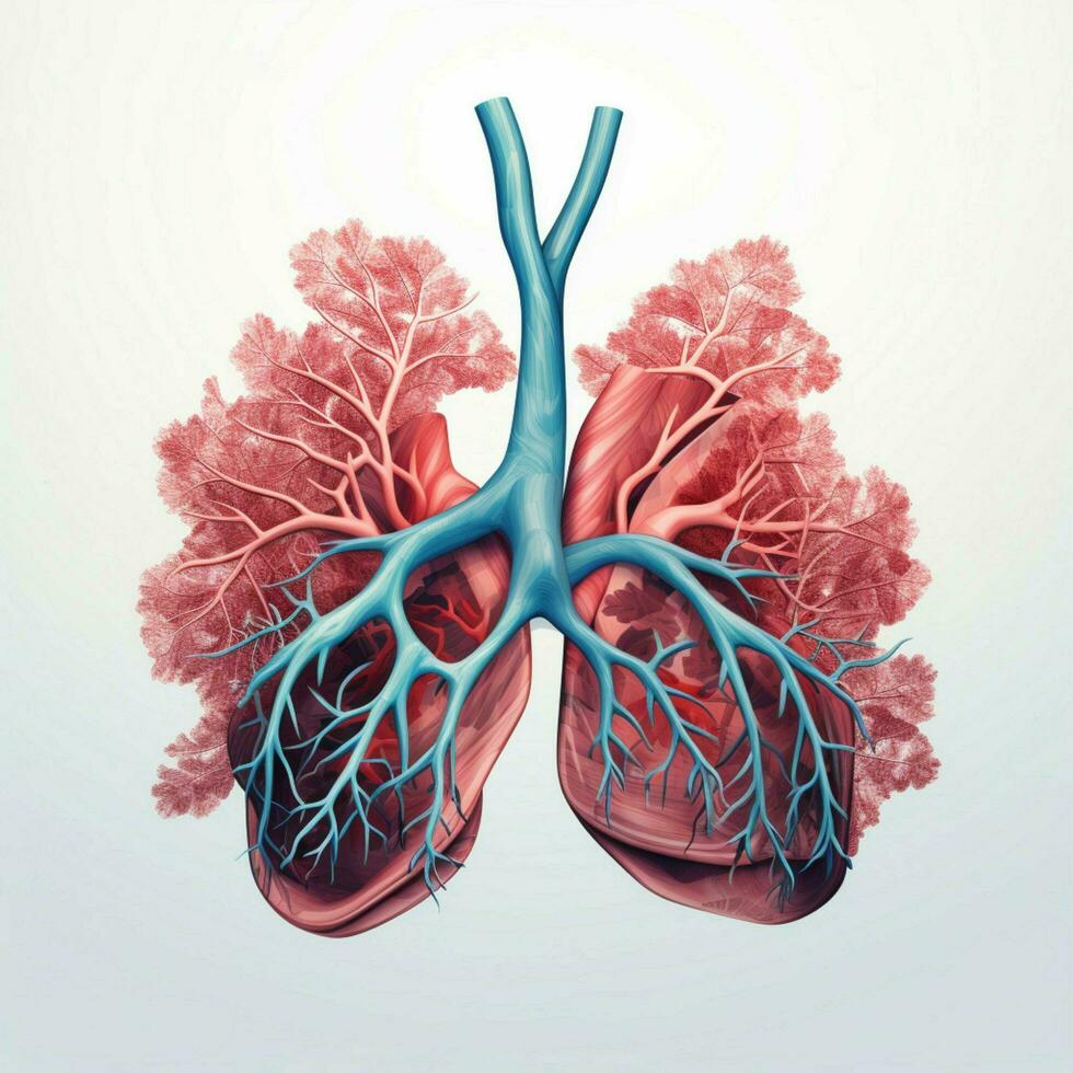 Lungs 2d cartoon illustraton on white background high photo