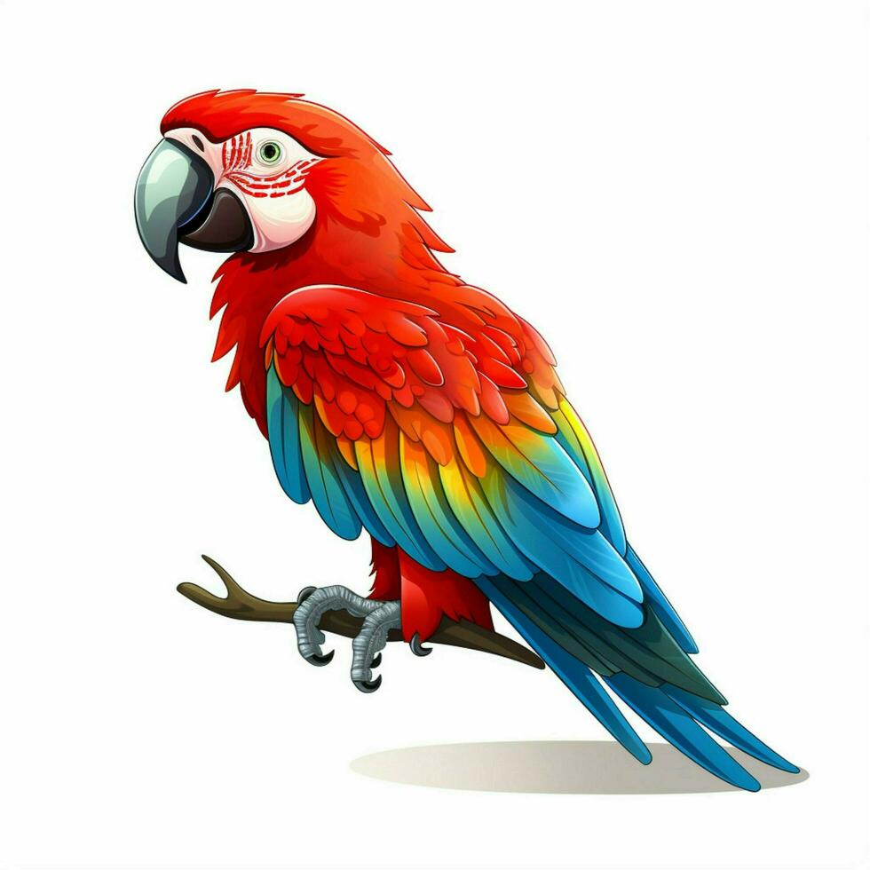 Macaw 2d cartoon vector illustration on white background photo