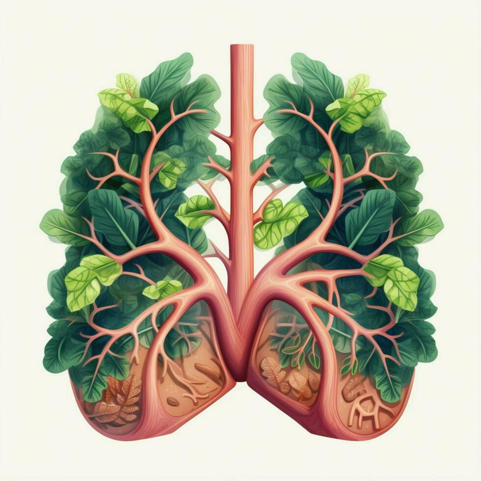Lungs 2d cartoon illustraton on white background high photo