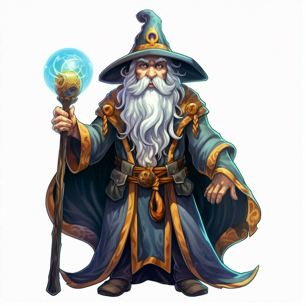 Mage 2d cartoon illustraton on white background high quality photo