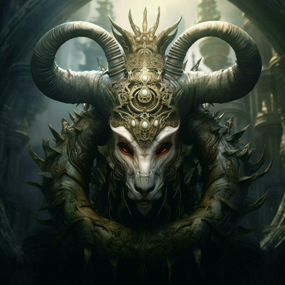 Majestic creature with a spiral-shaped horn photo