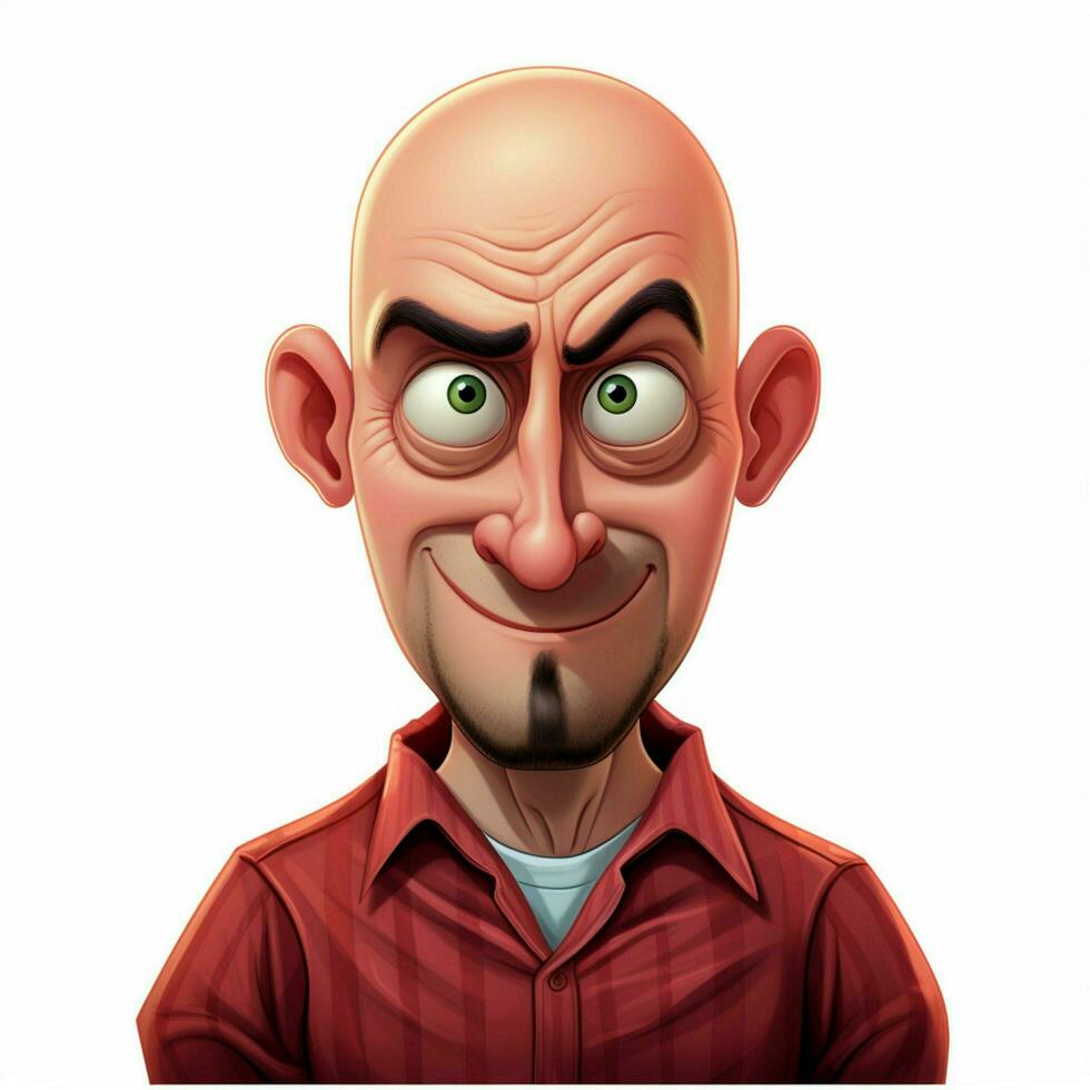 Man Bald 2d cartoon illustraton on white background high q photo