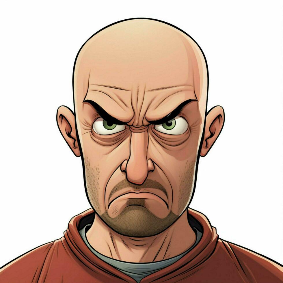 Man Bald 2d cartoon illustraton on white background high q photo