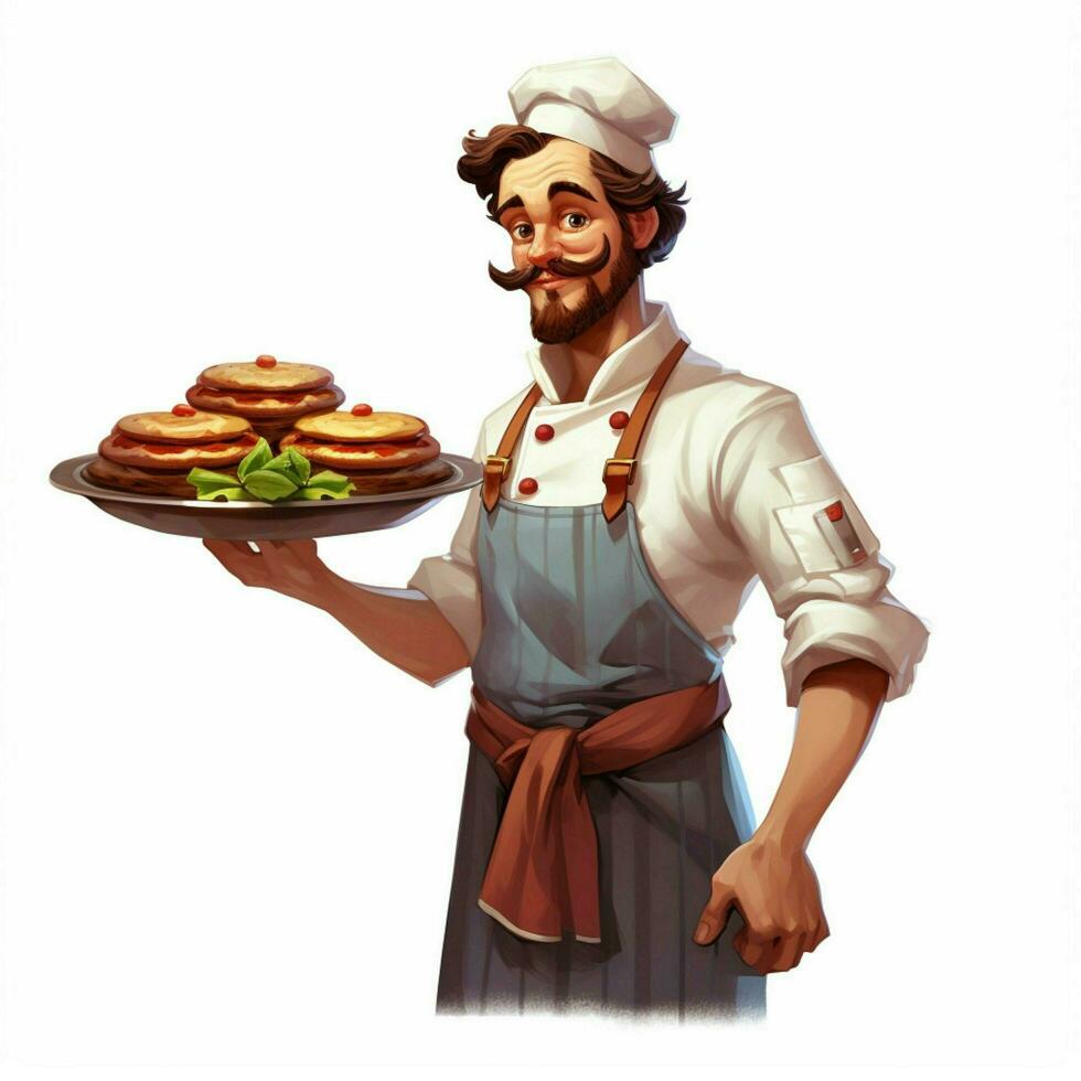 Man Cook 2d cartoon illustraton on white background high q photo