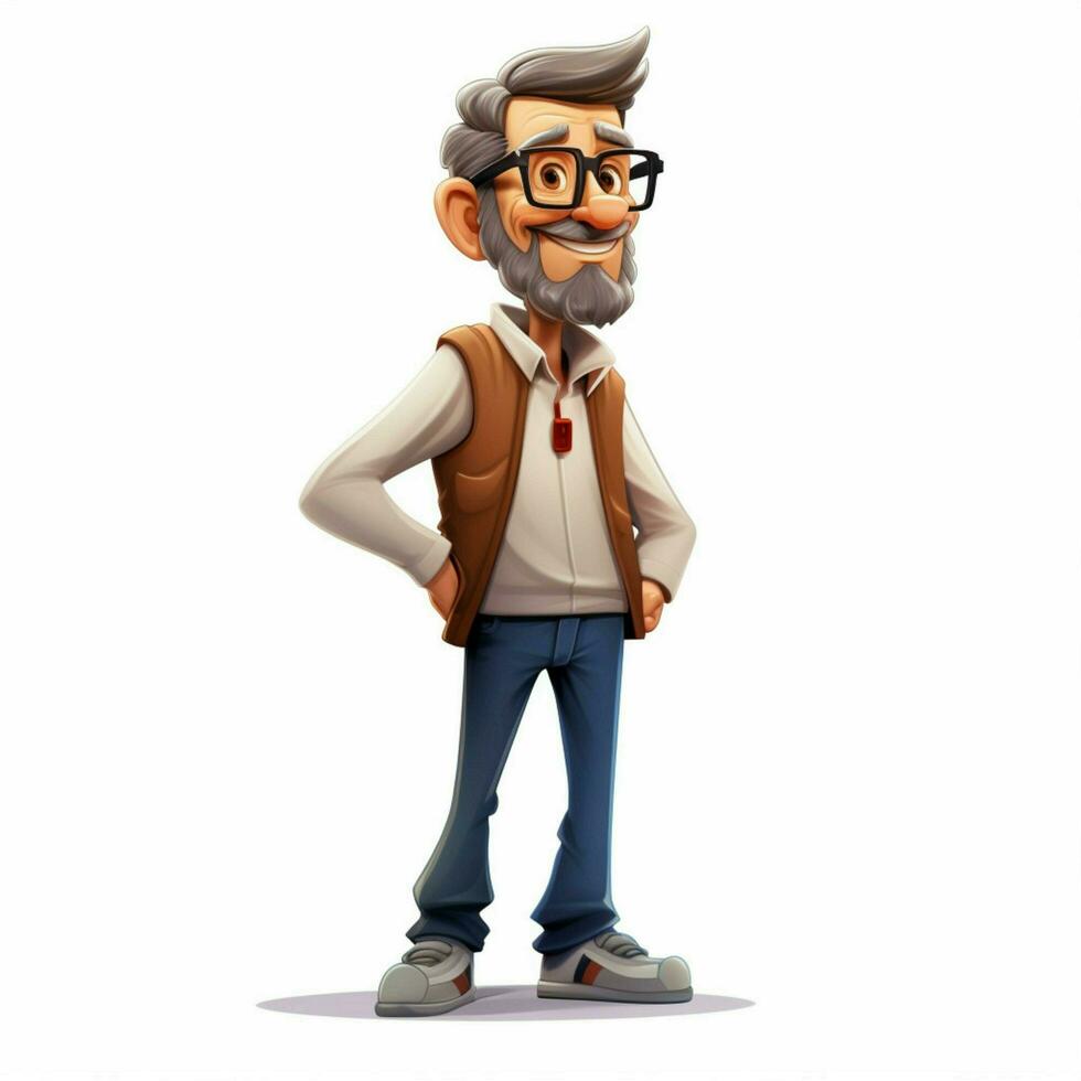 Man 2d cartoon illustraton on white background high photo