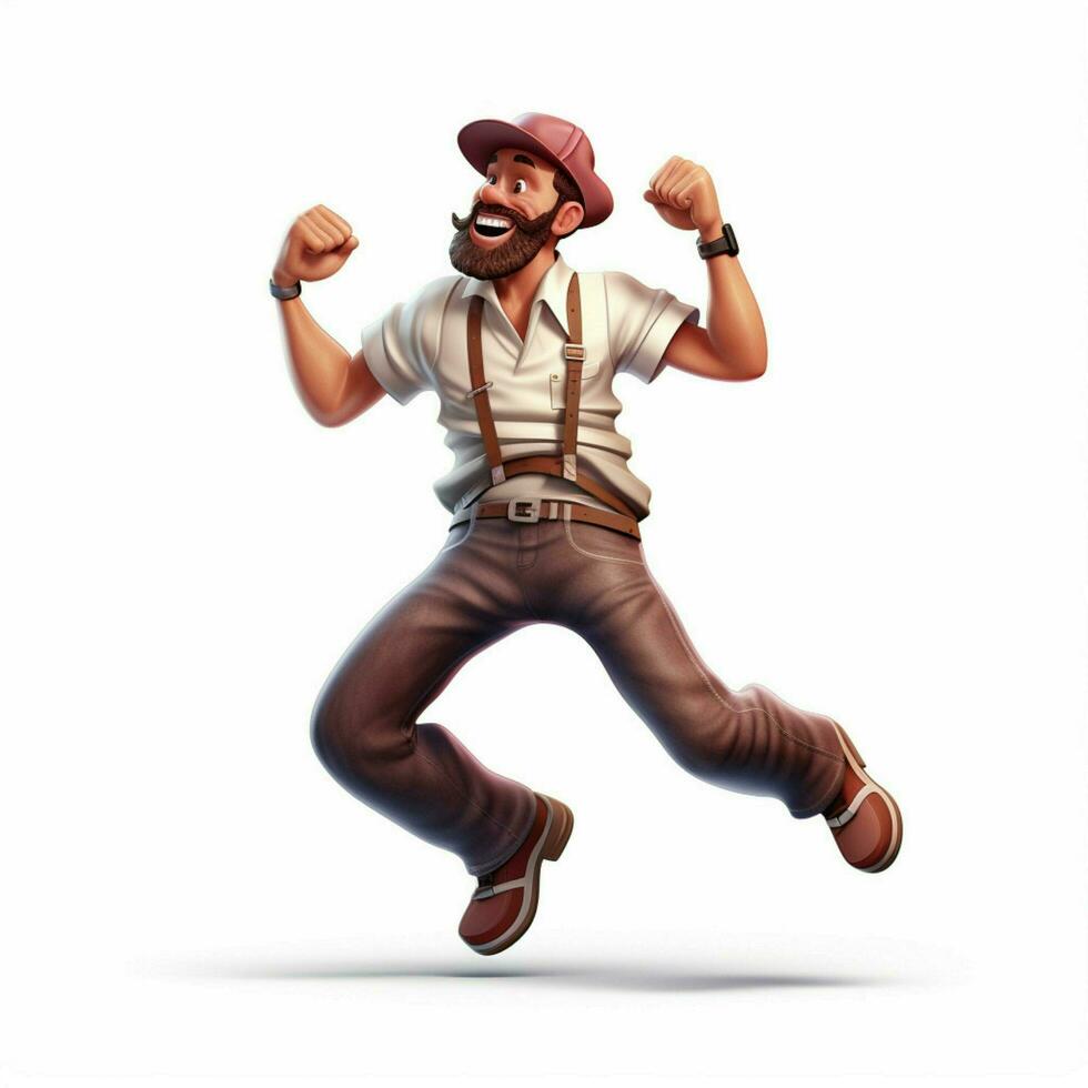 Man Dancing 2d cartoon illustraton on white background photo