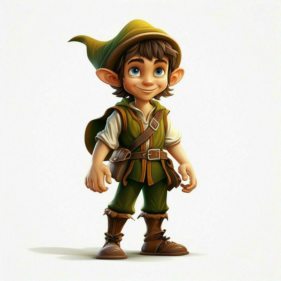 Man Elf 2d cartoon illustraton on white background high qu photo