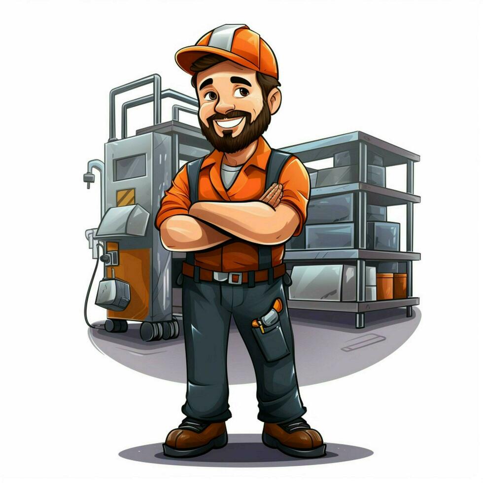 Man Factory Worker 2d cartoon illustraton on white background photo